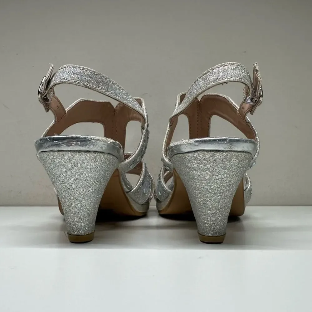 GUC | Link | Metallic Strappy Dress Heels | Silver | Girls Size 3